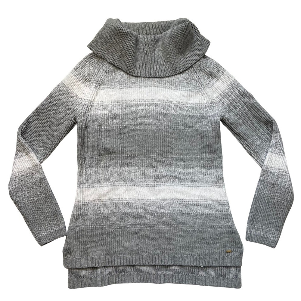 Tommy Hilfiger‎ Gray Striped Turtleneck Sweater Tunic M Cotton